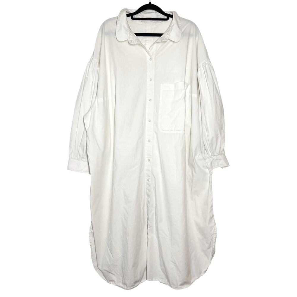 Boheme Goods White Ivory Cotton Minimalist Relaxed Shirt Dress / 2 M L XL $315